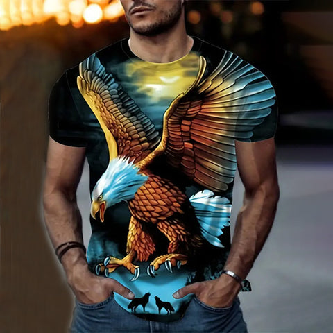 Eagle 3d Print, Men’s Novelty T-shirt, Trendy Stylish Tees For Summer